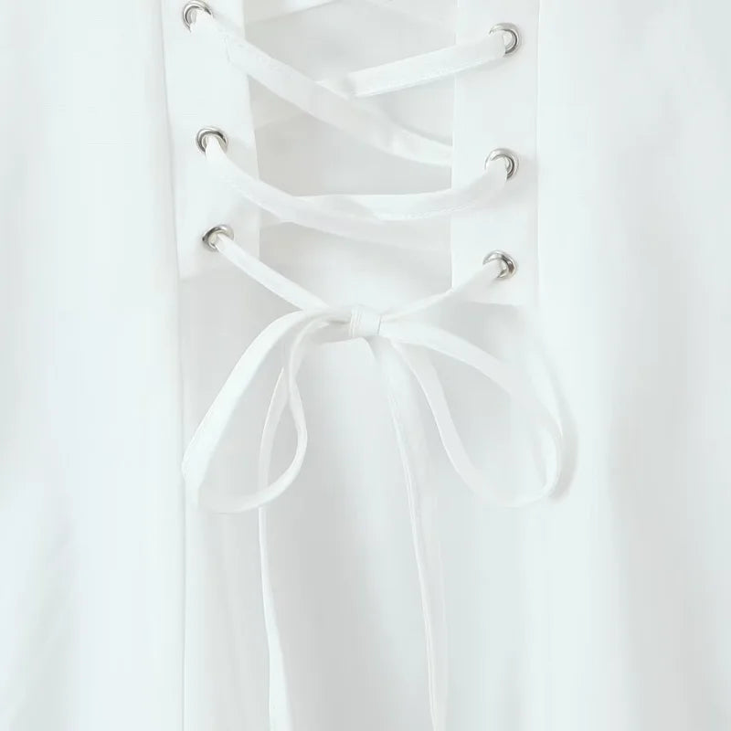 Vestido Corto Elegante de Encaje para Mujer, Escote Cuadrado, Lazo en la Cintura, Corte A, Sin Mangas, Ideal para Verano, Fiestas y Eventos