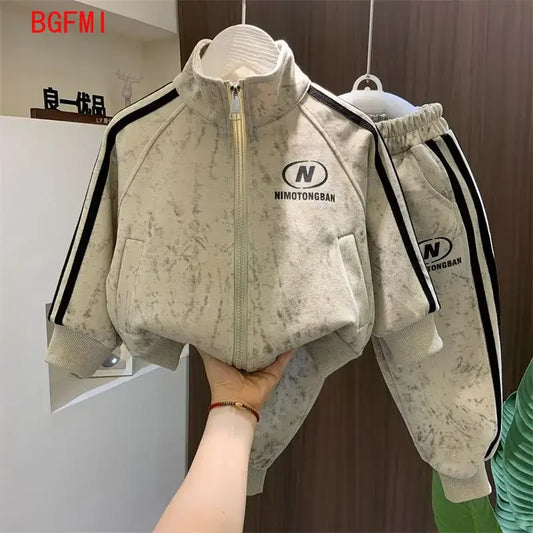 Conjunto Casual de Ropa Gruesa para Niños, Modelo 2026, Conjunto de 2 Piezas de Algodón con Cremallera y Manga Larga para Niños, Primavera-Otoño