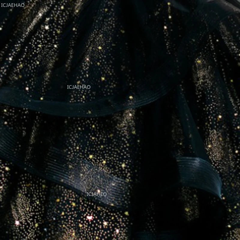 Vestido de fiesta de cumpleaños negro para niñas, vestido de princesa de tul hinchado para actuaciones de Piano, vestidos de desfile de desfile de moda