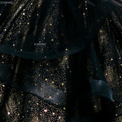 Vestido de fiesta de cumpleaños negro para niñas, vestido de princesa de tul hinchado para actuaciones de Piano, vestidos de desfile de desfile de moda