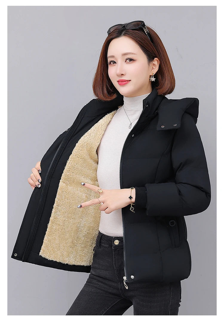 Chaqueta de algodón con forro polar grueso para mujer ENYW, abrigo informal holgado de invierno, ropa cálida para mamá, manga...
