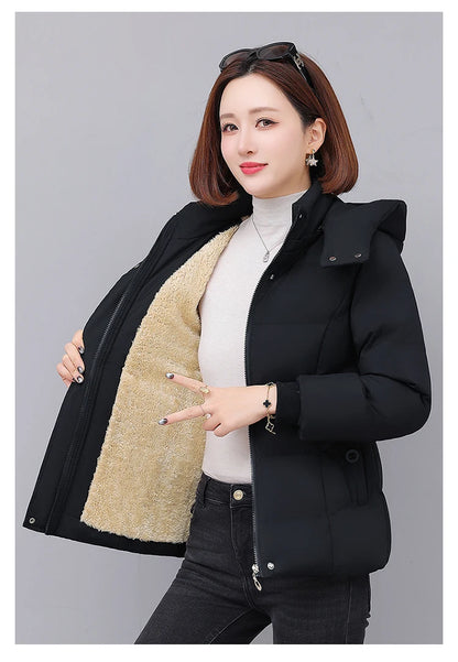 Chaqueta de algodón con forro polar grueso para mujer ENYW, abrigo informal holgado de invierno, ropa cálida para mamá, manga...