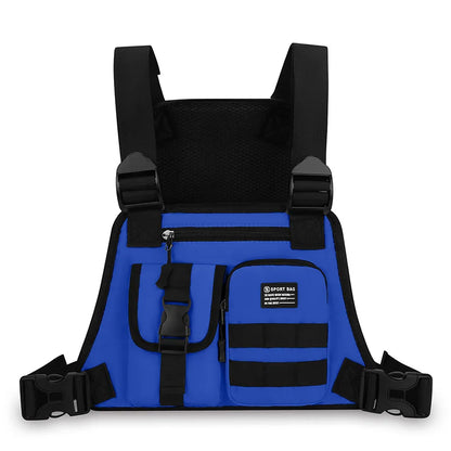 Hip-hop de moda para hombre con múltiples bolsillos bolso de pecho táctico funcional ligero viaje duradero bolso de chaleco deportivo de moda
