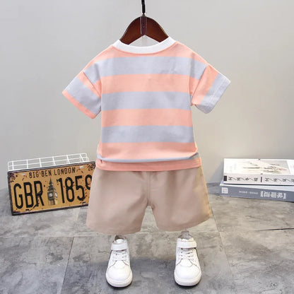 Novedad de verano, ropa de verano para bebés, conjuntos de ropa para niños recién nacidos, camisetas de manga corta con cuello redondo, pantalones cortos geniales, trajes deportivos