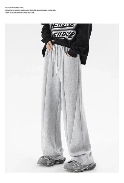 Pantalones Deportivos Grises de Pierna Recta Estilo Hip Hop 2026 para Hombre, Pantalones Holgados de Moda Coreana de Primavera, Estilo Y2K, Casuales