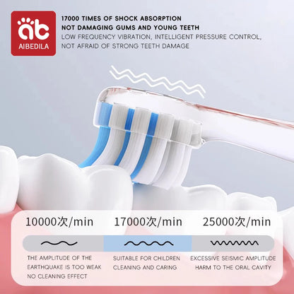 Cepillo de dientes eléctrico sónico para niños de 1 a 15 años, cuidado dental primario profesional, IPX7, resistente al agua, cerdas suaves DuPont