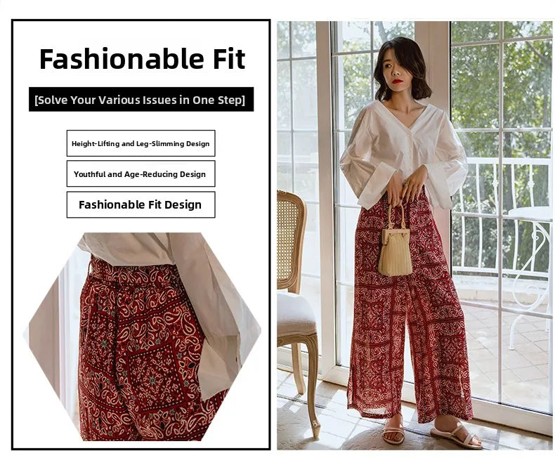 Pantalones anchos de viaje para vacaciones en la playa, ropa de vacaciones para mujer, estilo bohemio, cintura alta, material...