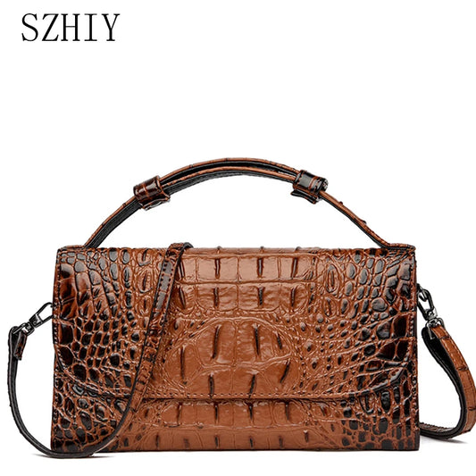 Bolso cruzado de diseñador de lujo para mujer, bandolera con patrón de cocodrilo, de cuero de alta calidad, cuadrado
