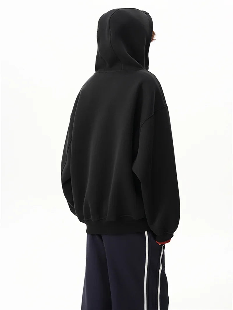 Sudaderas con capucha y cremallera de Color liso para hombre, sudaderas con capucha de moda de venta al por menor Retro, chándal informal de algodón de gran tamaño, novedad de 2026