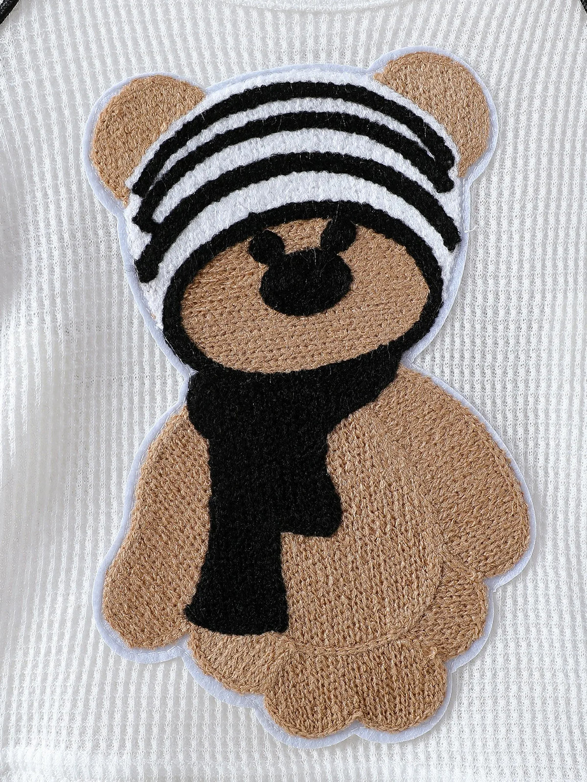 Conjunto de 2 piezas de camiseta y pantalones cortos de manga corta con estampado de oso bebé unisex de nuevo estilo de verano infantil