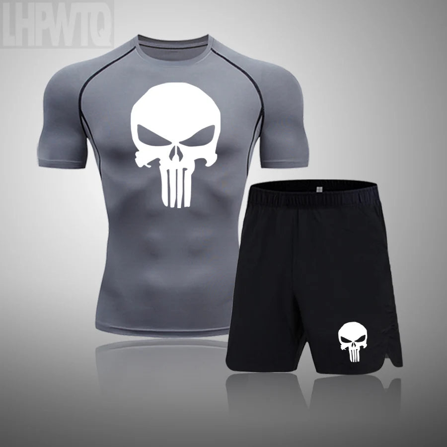 Camiseta deportiva de compresión para hombre, camiseta de entrenamiento físico de secado rápido MMA, ropa deportiva masculina para correr y correr