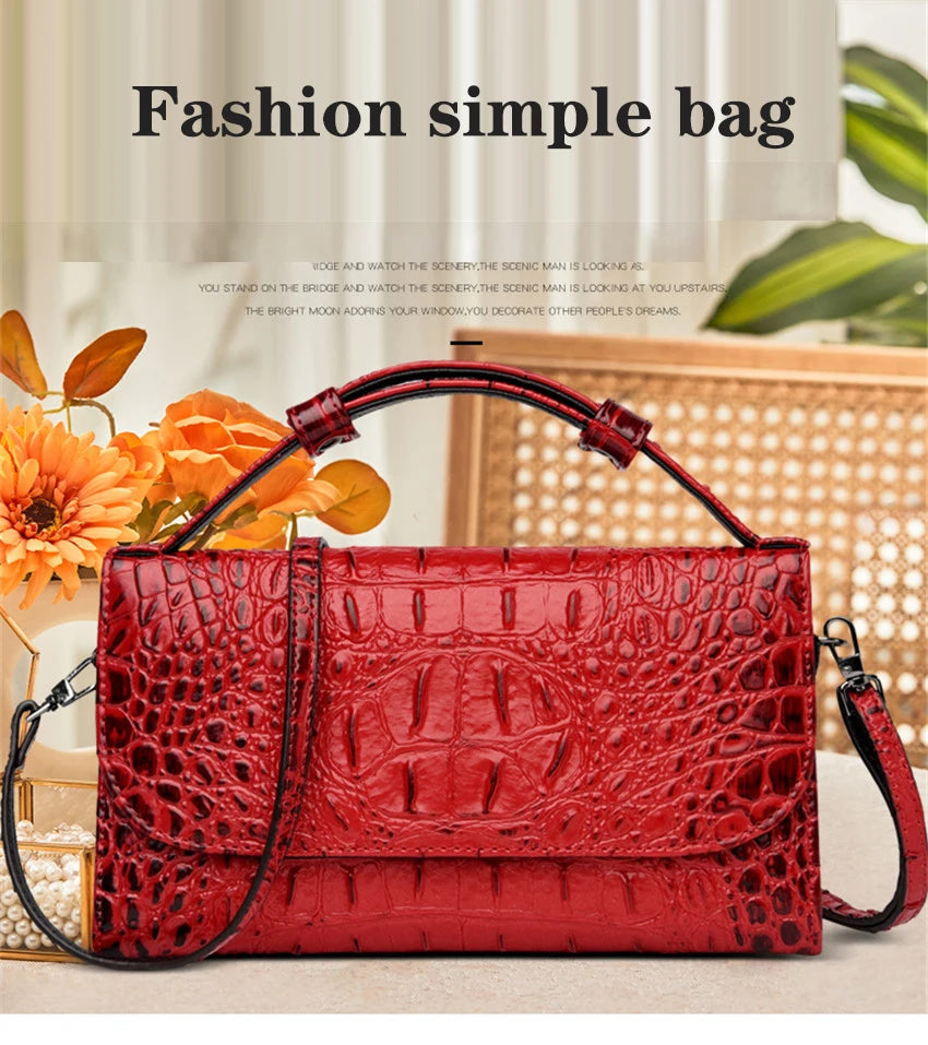 Bolso cruzado de diseñador de lujo para mujer, bandolera con patrón de cocodrilo, de cuero de alta calidad, cuadrado