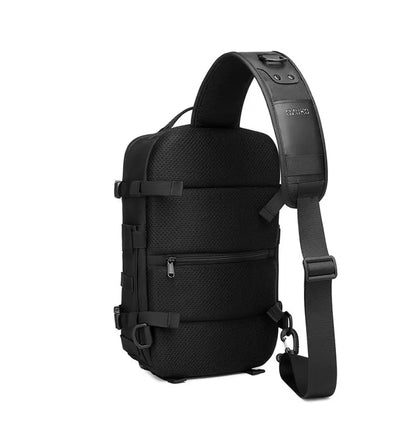 OZUKO-Bolso cruzado de hombro para hombre, bolsa de pecho, impermeable, táctico, cintura, bandolera, cremallera, moda, deportes al aire libre, negro