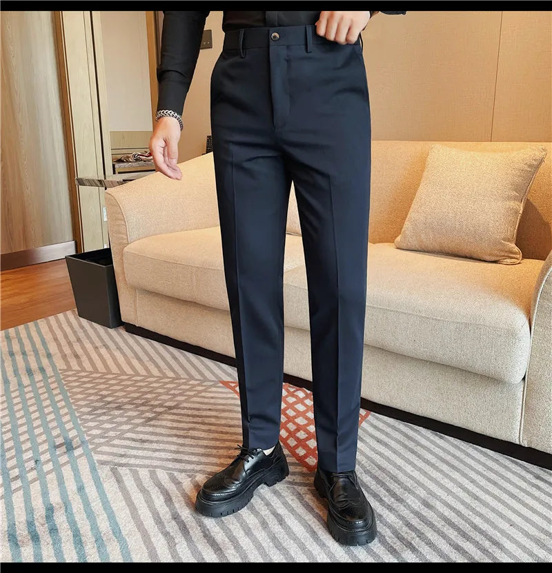 Camisas de vestir de negocios para hombres, pantalones ajustados de traje Social de oficina informal, pantalones de fiesta de boda de alta calidad, ropa de otoño e invierno