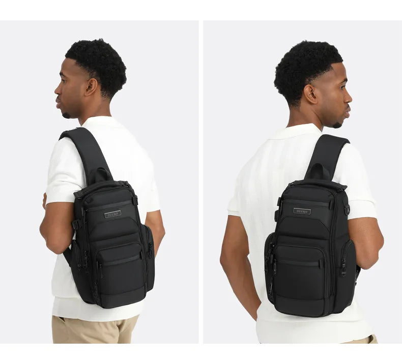 Bolso de pecho OZUKO, elegante bolso cruzado multifuncional, bolso cruzado de viaje ligero e impermeable para hombre
