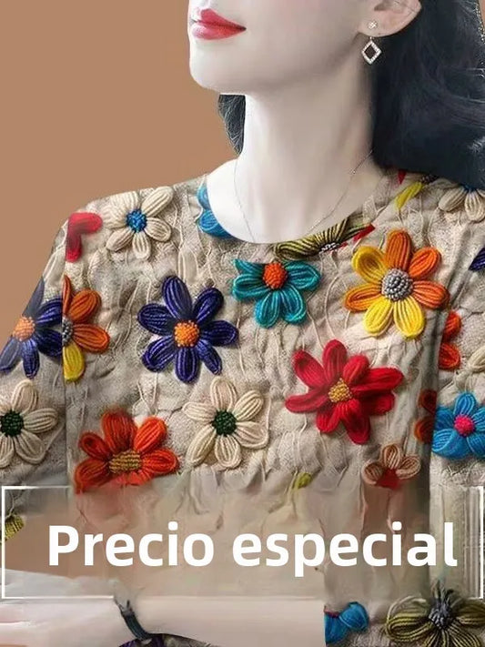 Blusa para Mujer | Manga Larga, Estampado Floral y Corte Holgado