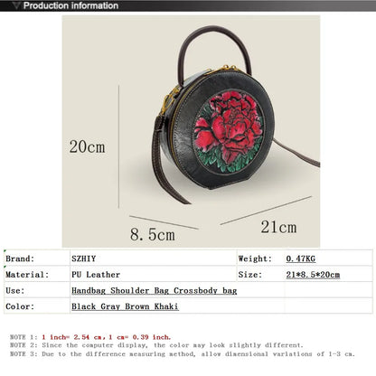 Bolso de diseñador de lujo para mujer, bolso de hombro de estilo chino Retro con relieve 3D de flores, bolso cruzado para gifls, nuevo bolsillo redondo para teléfono
