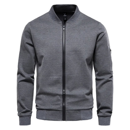 Chaqueta Casual con Cierre y Cuello Alto para Hombre, Primavera-Otoño 2025, Chaqueta Deportiva de Color Sólido, Chaqueta Bomber Urbana para Hombre