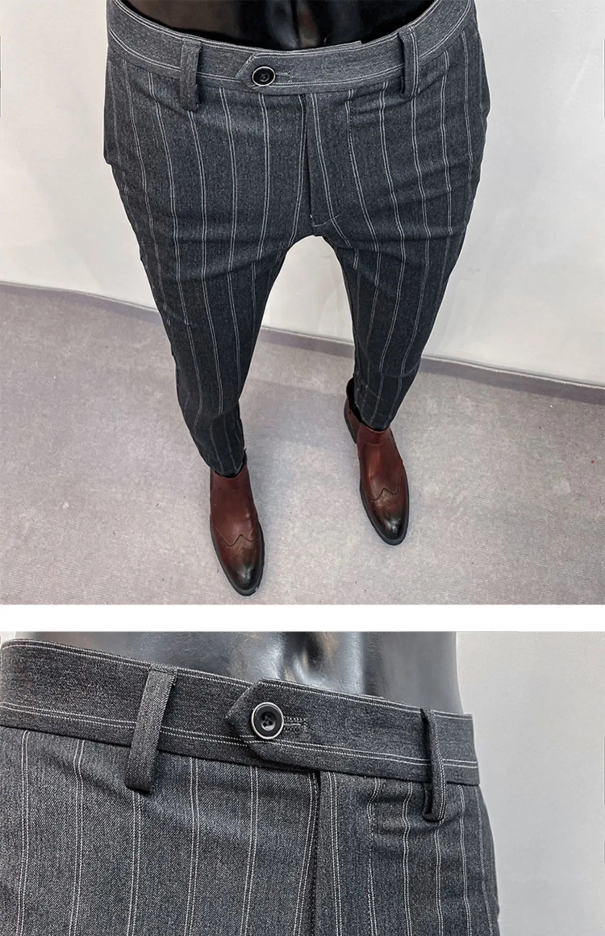 Pantalones de traje a rayas para hombre, pantalón de vestir Social para oficina de negocios, informal, ajustado, para boda, 2022