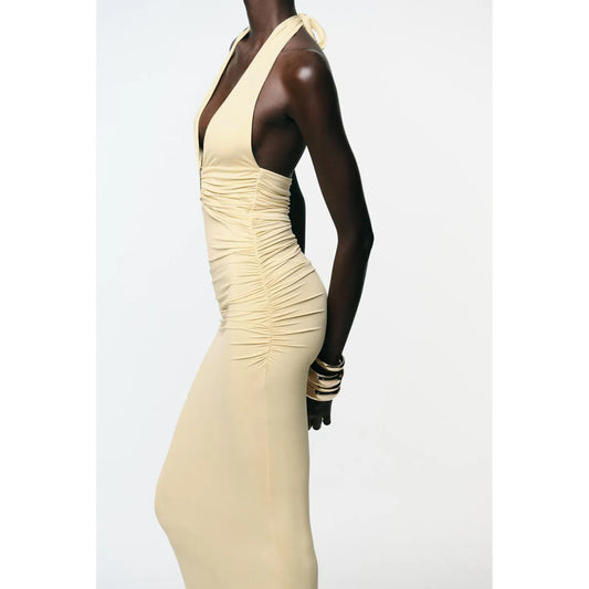 Vestido de Verano para Mujer, con Lazo de Mariposa, Cuello ter, Sin Mangas, E, Estilo Casual, Falda de Fibra de Pol...