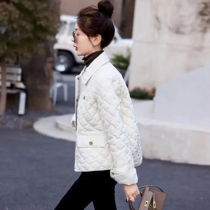 Chaqueta Corta Ligera de Algodón para Mujer, Talla Pequeña, Acolchada, para Invierno, con Cierre de Cremallera, Estilo Moderno