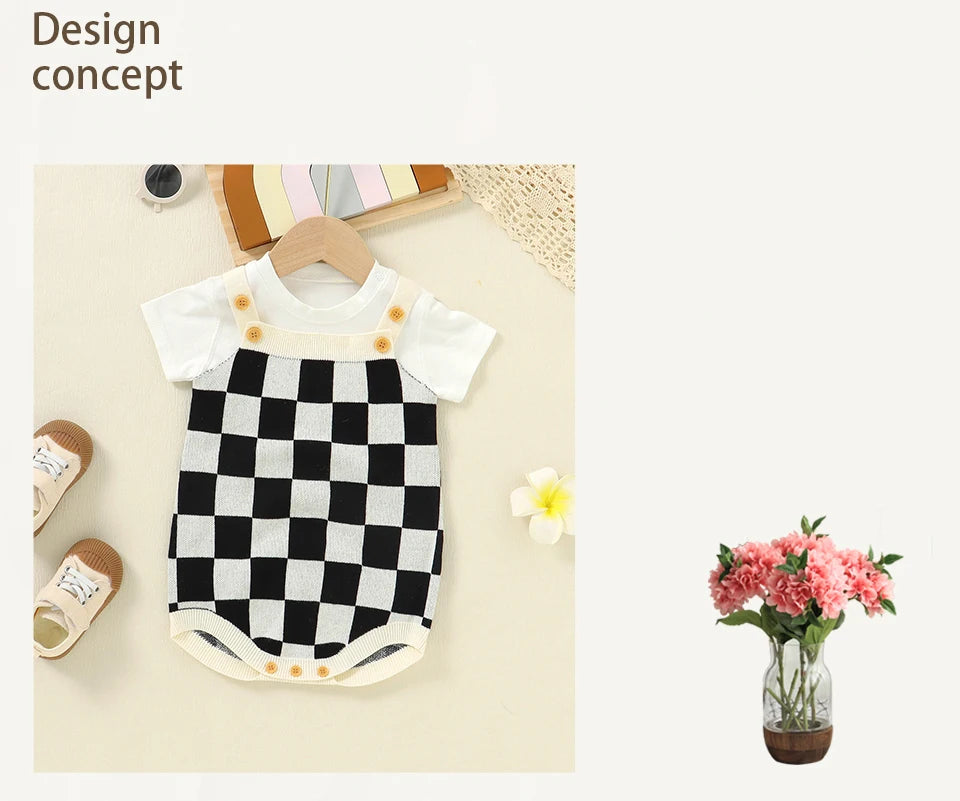 Body infantil, ropa de 0 a 18m con patrón a cuadros para recién nacidos, niños y niñas, mono informal sin mangas, mono, trajes para niños pequeños de una pieza