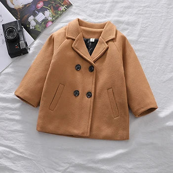 2 3 4 5 6 Years Baby Boys Jacket Spring Autumn Keep Warm Fashion Windbreaker Long Sleeve Woolen Coat Birthday Gift Kids Clothes