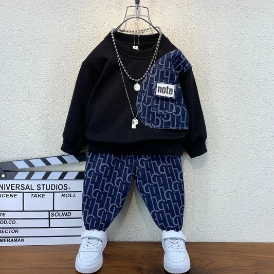 Boys suits spring and autumn new children's casual sweater pants two-piece suits boys clothes suits children's clothing