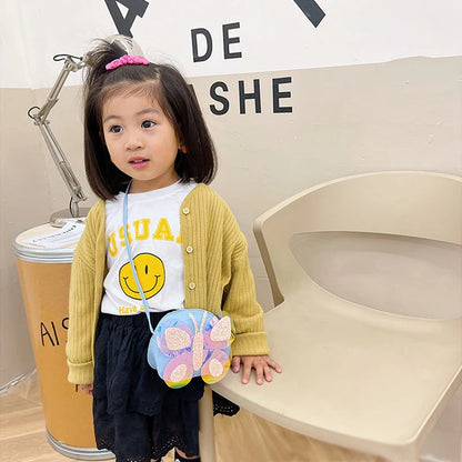Bolso de mensajero con diseño de mariposa para niños, bolsos de hombro para niñas, monedero de moda, bolso cruzado, regalos para niños, nuevo