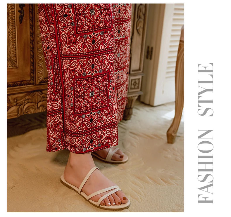 Pantalones anchos de viaje para vacaciones en la playa, ropa de vacaciones para mujer, estilo bohemio, cintura alta, material...