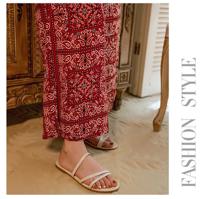 Pantalones anchos de viaje para vacaciones en la playa, ropa de vacaciones para mujer, estilo bohemio, cintura alta, material...