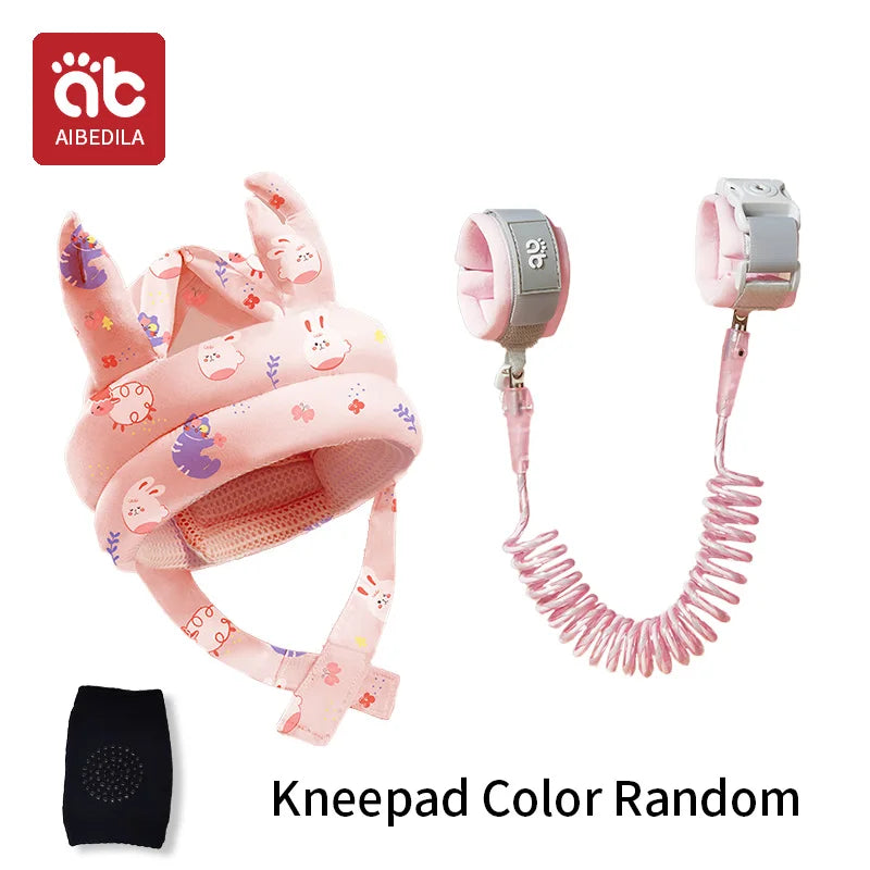 Casco de seguridad para bebés, protección para la cabeza, almohadilla anticaídas ajustable para niños pequeños, gorra anticaídas para aprender a caminar, cadena antipérdida