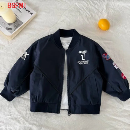 Chaquetas Bomber para Niños, Ropa de Primavera y Otoño para Niños, Chaqueta Deportiva de Moda, Uniforme de Béisbol Informal y Holgado