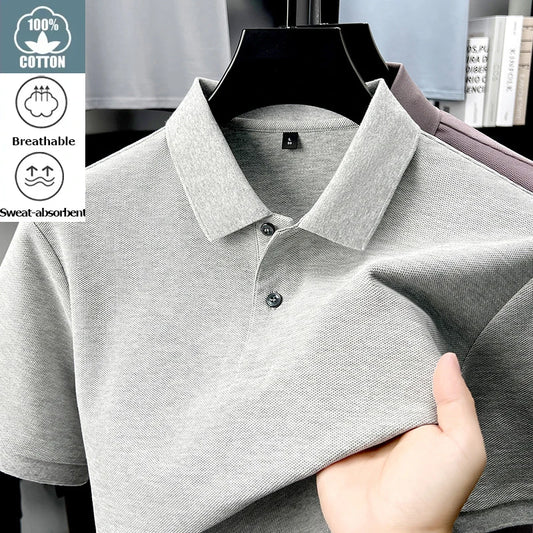 Polo 100% algodón para hombre, camiseta informal transpirable de verano, 19 colores, ideal para golf y deportes, informal de negocios, acabado similar a la seda