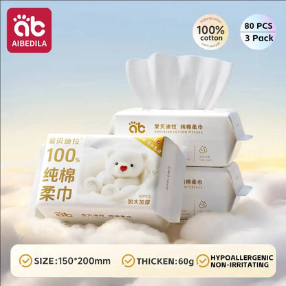 Toallitas secas de algodón para bebé recién nacido, hipoalergénicas sin perfume, cuidado limpio 3 en 1, protege la piel gruesa y sensible, toallas faciales para bebés