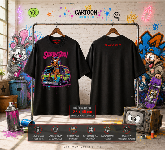 Playera Overside 260gr BLACK OUT Colección Cartoon SCOOBY-DOO