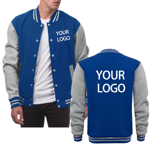 DIY personaliza el logotipo de su marca, chaquetas de béisbol informales unisex, sudaderas con capucha personalizadas con botones, regalos personalizados para parejas.