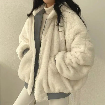 Lamb Fur Jacket Women's Autumn Winter Thickened Double-Sided Wear Cotton Coat Winter New Style Cotton Padded Hat Thick Cotton...