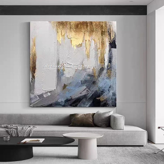 Arthyx, pintura al óleo de sol dorado texturizada abstracta pintada a mano al 100% sobre lienzo, póster de arte grande moderno, imagen de pared, decoración del hogar