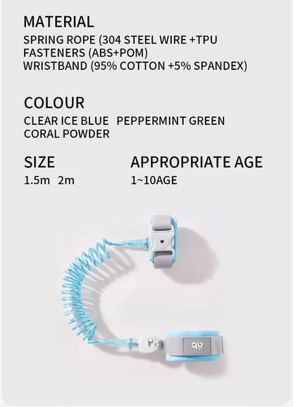 Pulsera antipérdida con bloqueo de seguridad de 1,5 m, pulsera para niños, cuerda de seguridad, pulsera para bebé, pulsera antipérdida para exteriores, cuerda de tracción