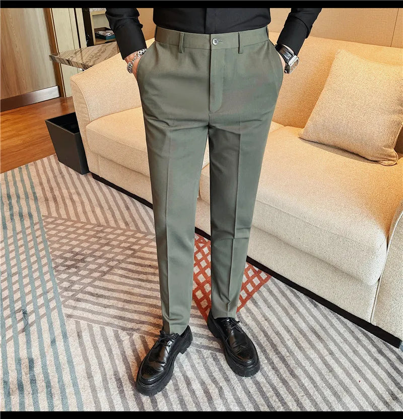 Camisas de vestir de negocios para hombres, pantalones ajustados de traje Social de oficina informal, pantalones de fiesta de boda de alta calidad, ropa de otoño e invierno