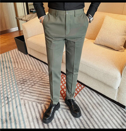 Camisas de vestir de negocios para hombres, pantalones ajustados de traje Social de oficina informal, pantalones de fiesta de boda de alta calidad, ropa de otoño e invierno