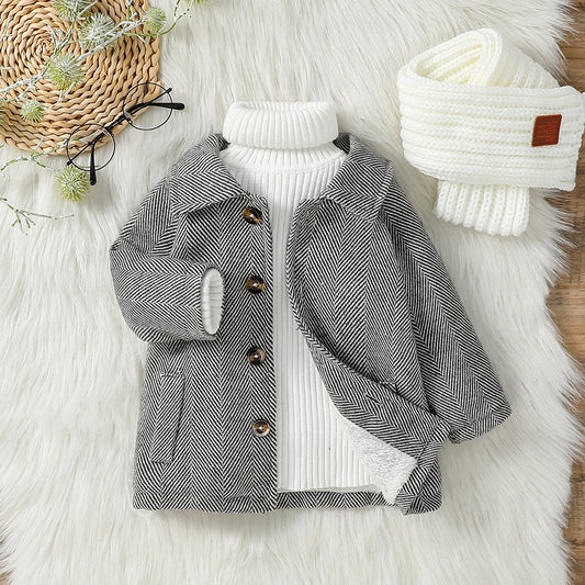 Chaqueta cálida de felpa de manga larga para bebés de 1 a 3 años, ropa para exteriores de estilo chino, otoño/invierno, novedad de 2024