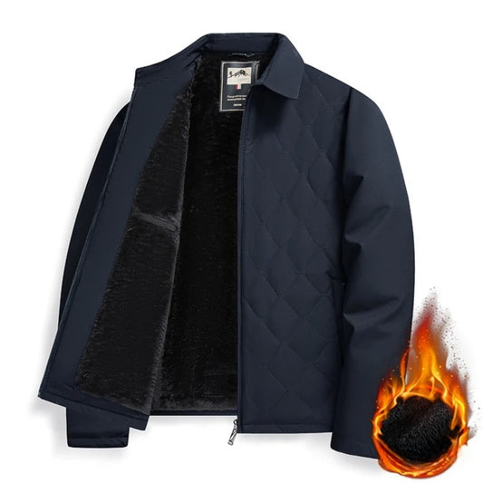 Chaqueta aislante de negocios, chaqueta con forro polar de invierno 2025 para hombre, calidez, azul marino y negro