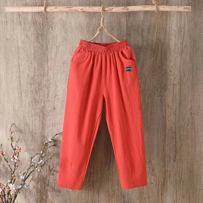 Pantalones Harlan de algodón sueltos para mujer, pantalones informales de verano para mamá, pantalones informales de algodón ...