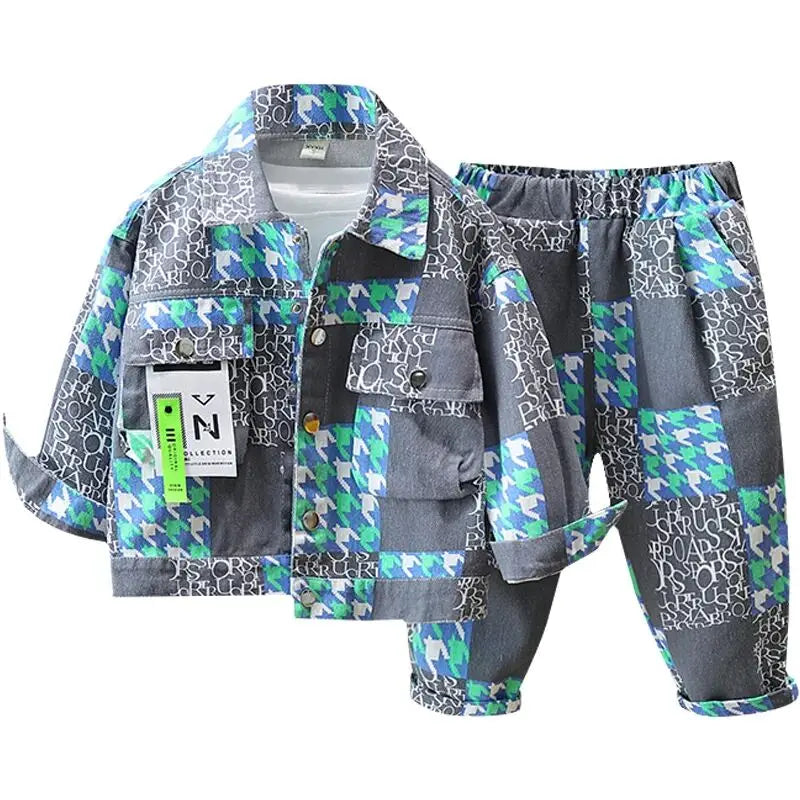 Children's Clothes Set Spring Autumn Jacket Pants Two Piece Boys Denim Set 2024 New Baby Fashion Clothing Suit