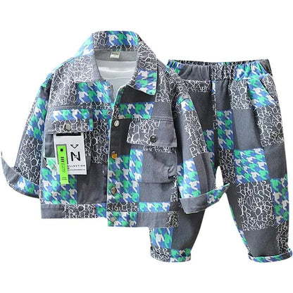 Children's Clothes Set Spring Autumn Jacket Pants Two Piece Boys Denim Set 2024 New Baby Fashion Clothing Suit