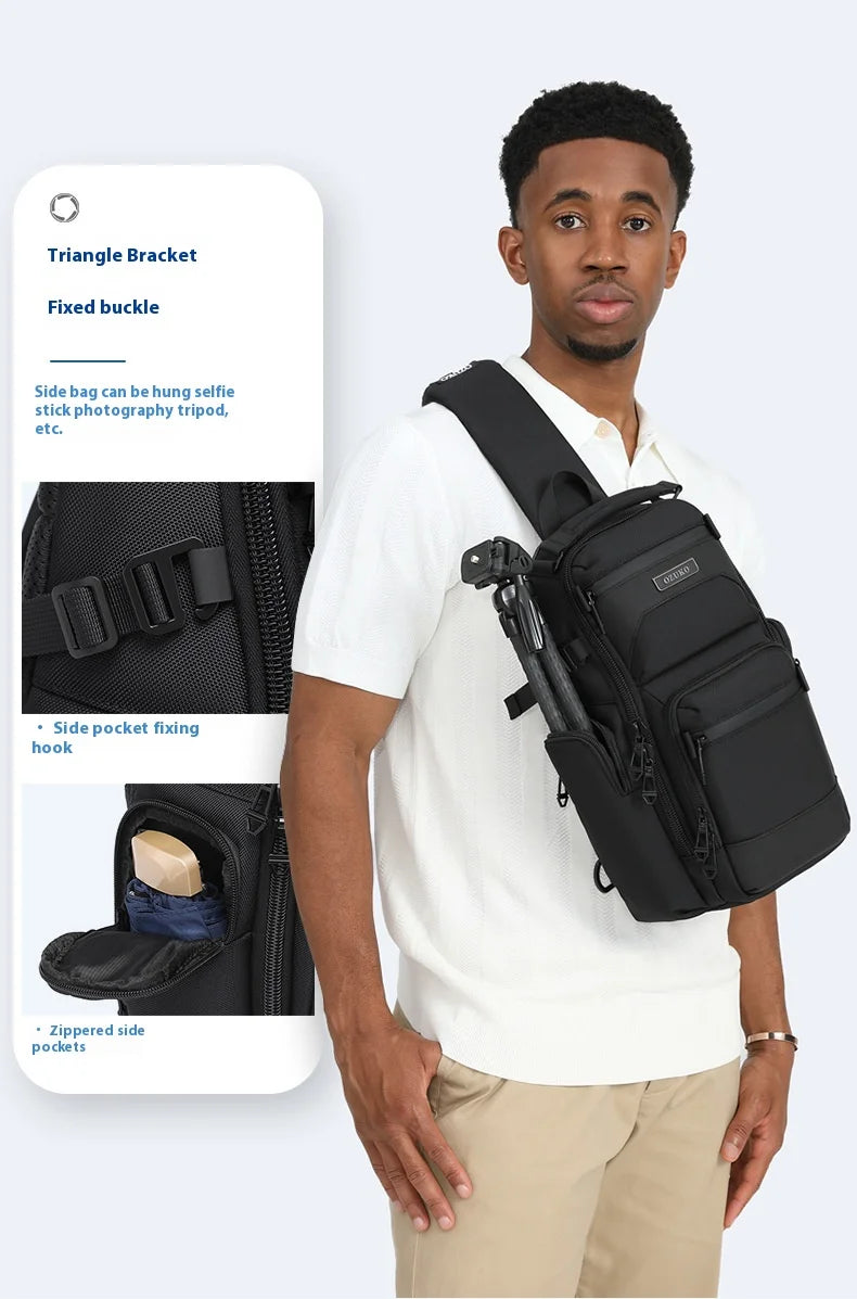 Bolso de pecho OZUKO, elegante bolso cruzado multifuncional, bolso cruzado de viaje ligero e impermeable para hombre