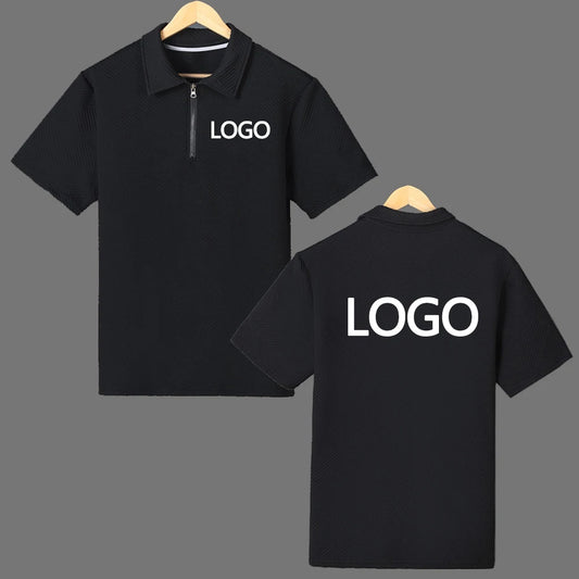 Personaliza tu logo, camiseta polo para hombre, tela con textura en relieve, cómodas y transpirables, pantalón corto informal de calle, jersey