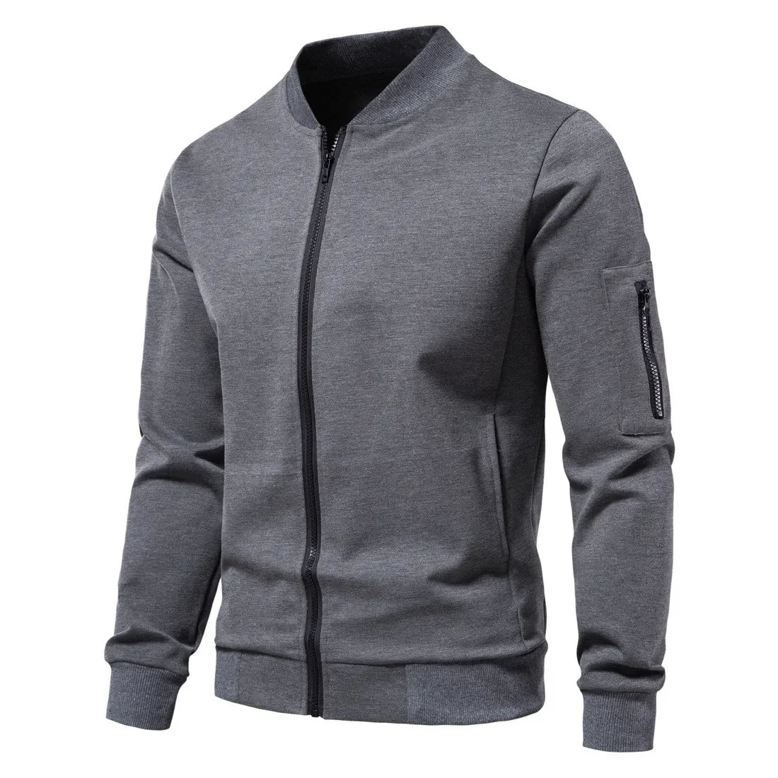 Chaqueta Casual con Cierre y Cuello Alto para Hombre, Primavera-Otoño 2025, Chaqueta Deportiva de Color Sólido, Chaqueta Bomber Urbana para Hombre
